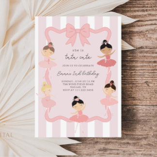 Pink Ballerina Tutu Cute Birthday Invitation Einladung