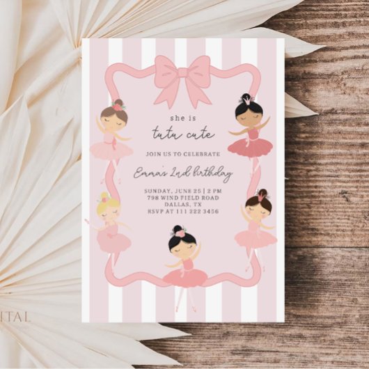 Pink Ballerina Tutu Cute Birthday Invitation Einladung