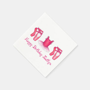 Pink Ballerina Tutu Pointe Shoes Geburtstag Serviette