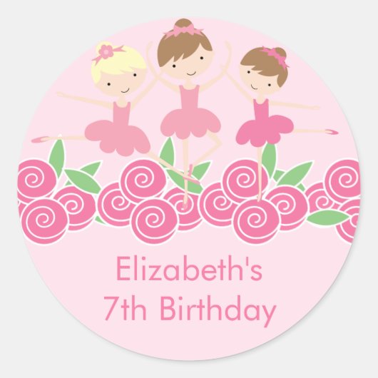 Pink Ballerina Tutu Tanz Geburtstagsparty Sticker (Vorderseite)