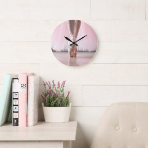 Pink Ballerina Wall Clock Große Wanduhr