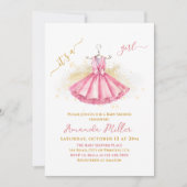 Pink Ballet Anzug Delicate Baby Girl Dusche Einladung (Vorderseite)