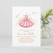 Pink Ballet Anzug Delicate Baby Girl Dusche Einladung (Stehend Vorderseite)