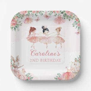 Pink Ballet Ballerina Geburtstagspapier-Teller Pappteller