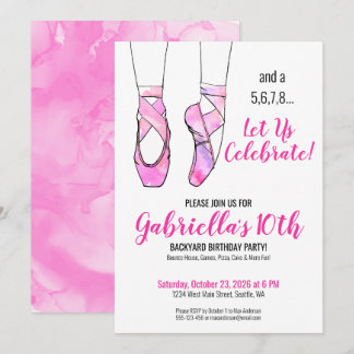 Pink Ballet Girls Geburtstagsparty Einladung
