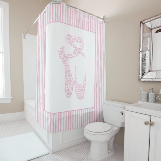 Pink Ballet Pointe Shoe Typography Duschvorhang (Beispiel)
