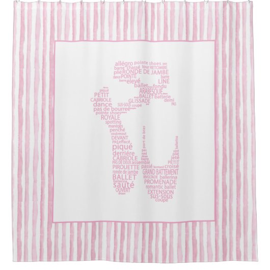 Pink Ballet Pointe Shoe Typography  Duschvorhang (Vorderseite)