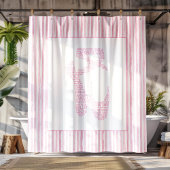 Pink Ballet Pointe Shoe Typography Duschvorhang