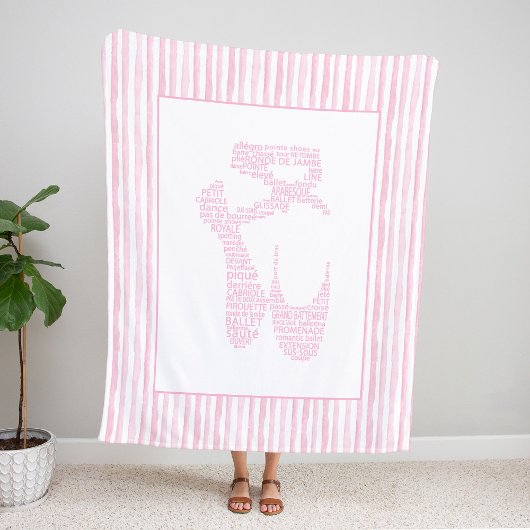 Pink Ballet Pointe Shoe Typography Fleecedecke