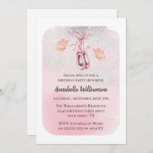 Pink Ballet Shoes & Butterfly Geburtstagsparty Einladung (Vorne/Hinten)