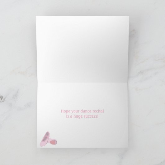Pink Ballet Shoes Dance Erwägungsgrund Viel Glück Karte (Innenseite)
