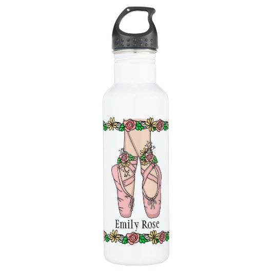 Pink Ballet Shoes Personalisiert Edelstahlflasche (Vorderseite)