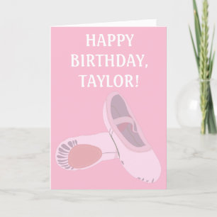 Pink Ballet Shoes Personalisiert Geburtstag Karte