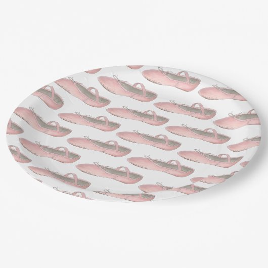 Pink Ballet Shoes Slippers Ballerina Dance Class Pappteller (Schrägansicht)