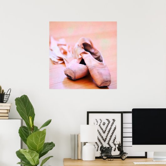 Pink Ballet Slipper Pointe Shoes Tanzvorlage Poster (Heimbüro)