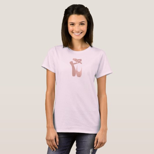 Pink Ballet Slippers Ballerina Rose Gold Bedroom T-Shirt (Vorne ganz)