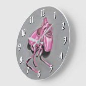 Pink Ballet Slippers Große Wanduhr (Winkel)