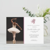 Pink Ballet Slippers Photo Graduate Einladung (Stehend Vorderseite)