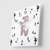 Pink Ballet Slippers Quadratische Wanduhr (Winkel)