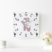 Pink Ballet Slippers Quadratische Wanduhr (Zuhause)