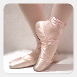 Pink Ballet Slippers Quadratischer Aufkleber