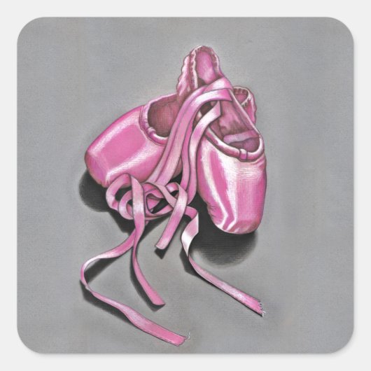 Pink Ballet Slippers Quadratischer Aufkleber (Vorderseite)