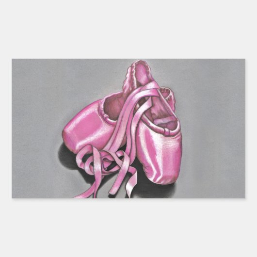 Pink Ballet Slippers Rechteckiger Aufkleber (Vorderseite)