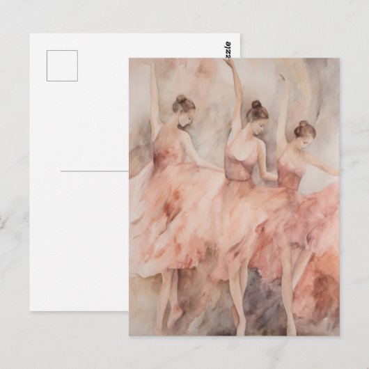 Pink Ballet Tänzer Postkarte (Vorne/Hinten)