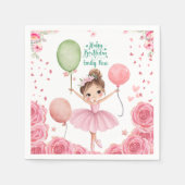 Pink Ballet Theme with Name & Balloons Serviette (Vorderseite)