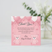 Pink Ballon and Teddy Bear Thank You Card Dankeskarte (Stehend Vorderseite)