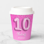 Pink Ballon Birthday girl 10th Pappbecher (Vorderseite)