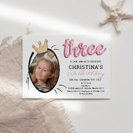 Pink-Ballon-Typ | Niedlich Girls Foto 3. Geburtsta Einladung