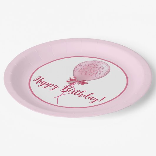 Pink Balloon 1 Pappteller (Schrägansicht)