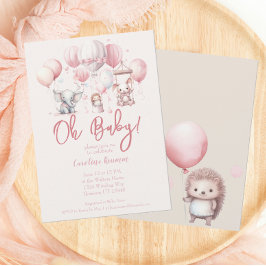 Pink Balloon Animal Baby Dusche Einladung