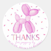 Pink Balloon Animal Party Sticker (Vorderseite)