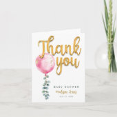 Pink Balloon Baby Dusche Dankeschön Karte für Mädc (Vorderseite)