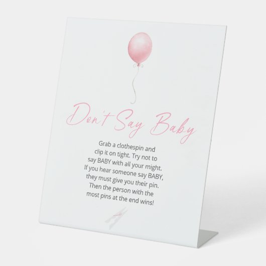 Pink Balloon Baby Dusche Say Baby nicht Sockelschild (Vorderseite)