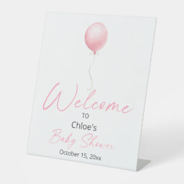 Pink Balloon Baby Dusche Willkommen Sockelschild