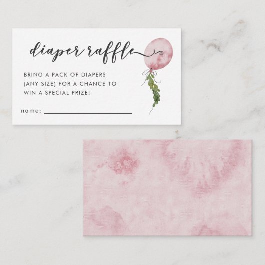 Pink Balloon Baby Duschkabine Windeln Raffle Ticke Begleitkarte (Vorne/Hinten)