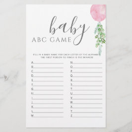Pink Balloon Baby Showgame ABC