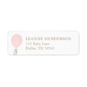 Pink Balloon Babydusche Rücksendeadresse (Vorne)