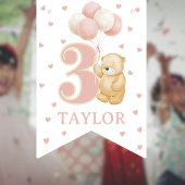 Pink Balloon Bären Happy Geburtstag 3 Banner Banne