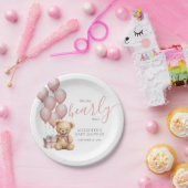 Pink Balloon Bear Baby Shower Pappteller (Party)