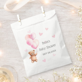 Pink Balloon Bear Heart Baby Dusche Geschenktütchen