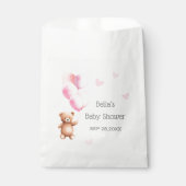 Pink Balloon Bear Heart Baby Dusche Geschenktütchen (Vorderseite)