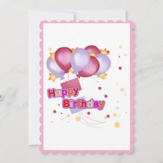 Pink Balloon Birthday Card for Girls – Cute and Jo Einladung