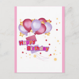 Pink Balloon Birthday Card for Girls – Cute and Jo Postkarte