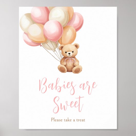 Pink Balloon Boho Bären Babies sind süß Poster (Vorne)