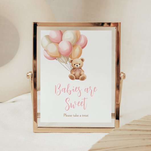Pink Balloon Boho Bären Babies sind süß Poster