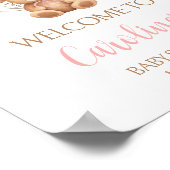 Pink Balloon Boho Bear Baby Dusche Willkommen Poster (Ecke)